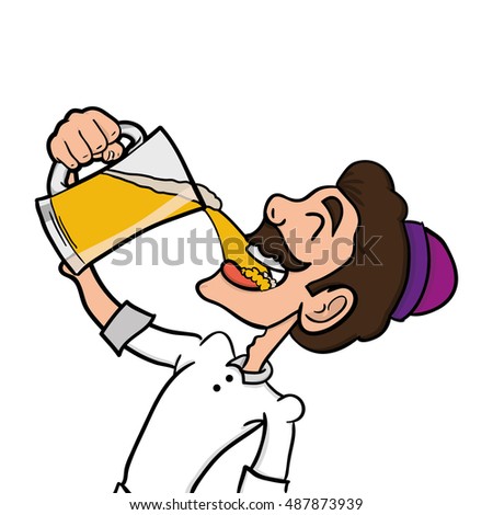 Isolated man drinking a beer, Oktoberfest Vector illustration