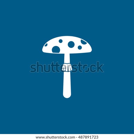 Mushroom Flat Icon On Blue Background