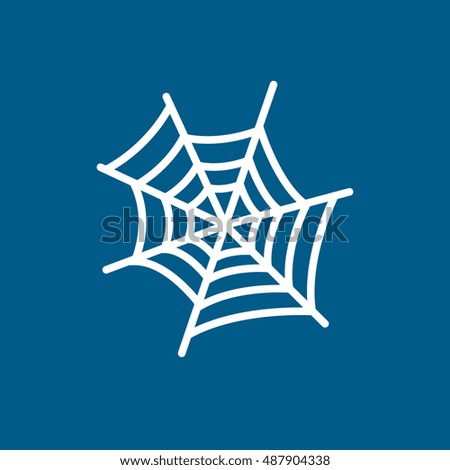 Spider Web Halloween Concept Flat Icon On Blue Background