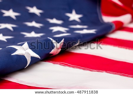 Flag of United States of America, elements, close up view