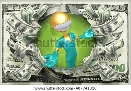 Doctor Character With Money 3D Illustration