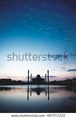 vintage tone of mosque at the sunset time