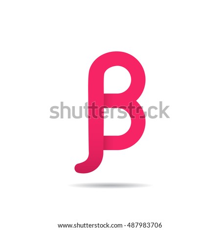 Beta letter icon, greek alphabet sign, 2d illustration, isolated on white background, raster