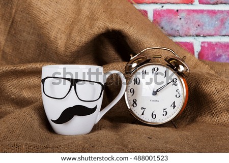 Coffee cup with a comedy black hipster mustache 