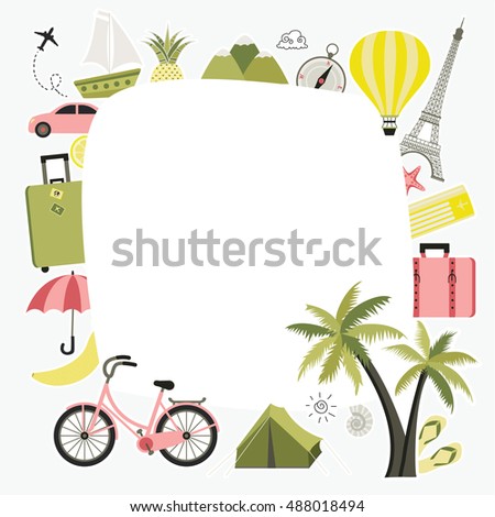 Vacation, recreation, holiday and travel vector illustration.