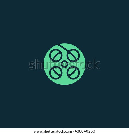 Film reel icon vector, clip art. Also useful as logo, web UI element, symbol, graphic image, silhouette and illustration. Compatible with ai, cdr, jpg, png, svg, pdf, ico and eps formats.