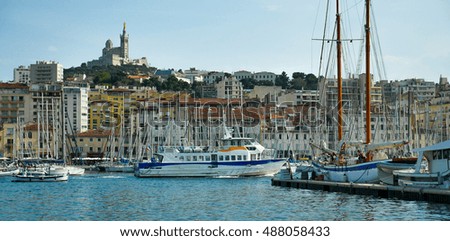 Basilica of Notre Dame de la Garde and old port in Marseille, France, Europe