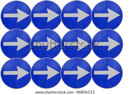 Arrow right road signs isolated