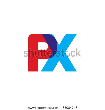 uppercase PX logo, red blue overlap transparent logo
