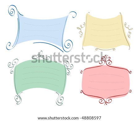 Vector illustration of four pastel invitation on a white background