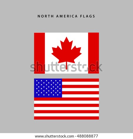 Pair of flags from north america, Vector illustration