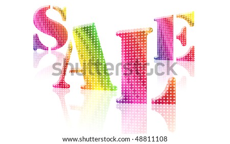 SALE colorful text isolate in white. All letters in my portfolio