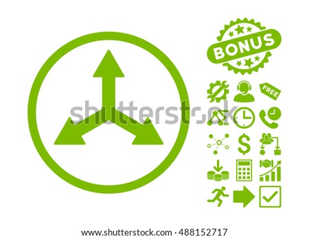 Triple Arrows icon with bonus images. Vector illustration style is flat iconic symbols, eco green color, white background.