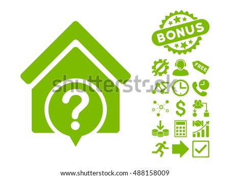 Realty State pictograph with bonus clip art. Vector illustration style is flat iconic symbols, eco green color, white background.