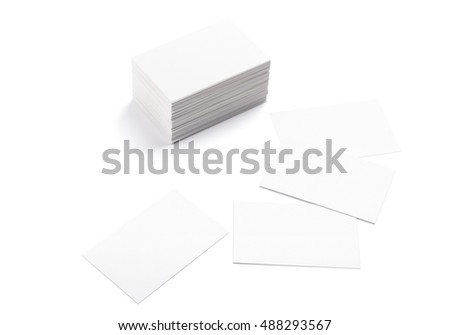 Photo of business cards isolated on white. Business cards template for branding identity. Business cards For graphic designers presentations and portfolios. Brand, template, identity,  Business Card, 