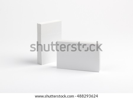 Photo of business cards isolated on white. Business cards template for branding identity. Business cards For graphic designers presentations and portfolios. Brand, template, identity,  Business Card, 