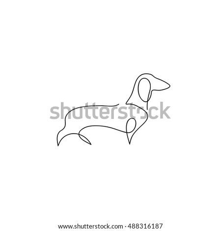 One line dog design silhouette. Dachshund. Hand drawn minimalism style vector illustration