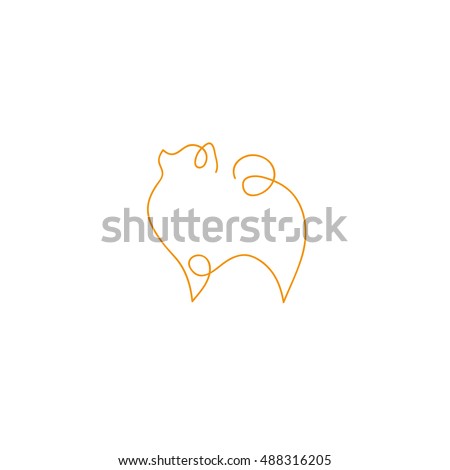 One line dog design silhouette. Spitz dog. Hand drawn minimalism style vector illustration
