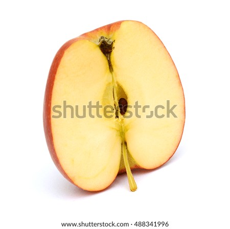 A Half of apple fruit isolated on white background