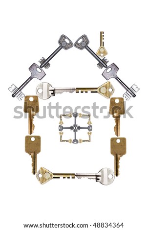 house icon made from keys,isolated on white background