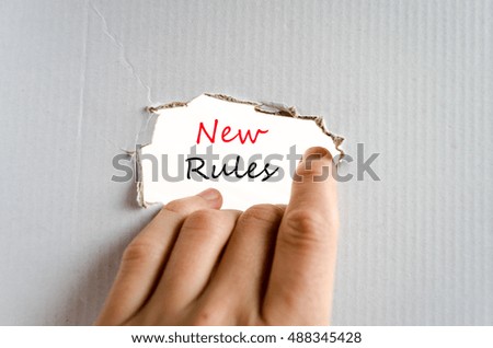 New rules text concept isolated over white background