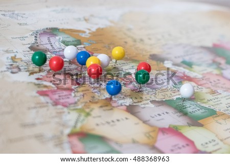 Focus on pins on Europe map