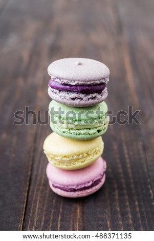 Different types of macaroons, french macaroons or macaron,Colorful macaroons