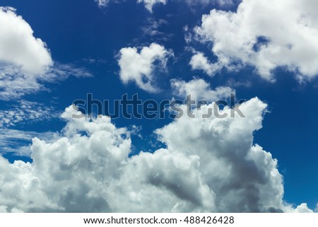 White cloud and gray color on blue sky