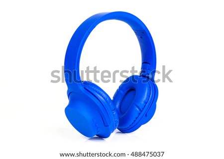 Blue headphone on white background.