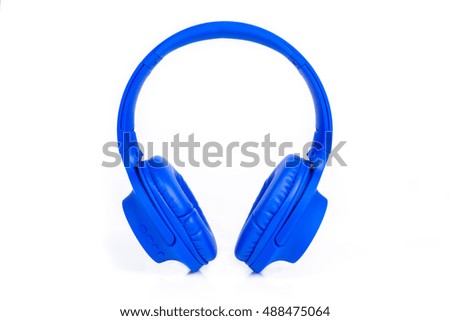 Blue headphone on white background.