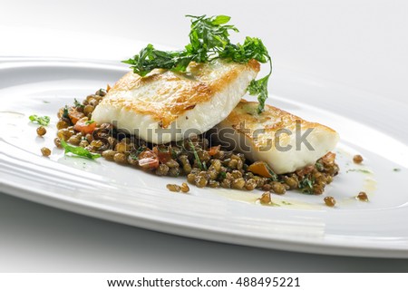 Fish Dish Turbot with crispy lentil Zollino