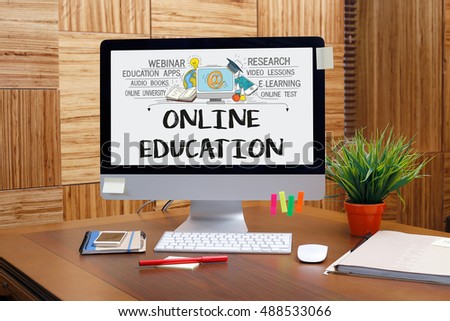 INTERNET COMMUNICATION KNOWLEDGE COMPUTER  AND ONLINE EDUCATION CONCEPT
