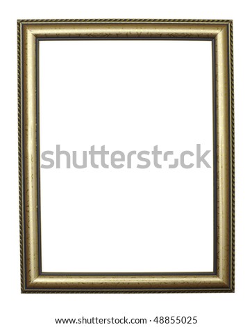 close up of golden antique frame on white background with clipping path
