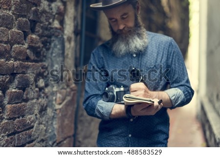 Man Hipster Journey Lifestyle Traveling Concept