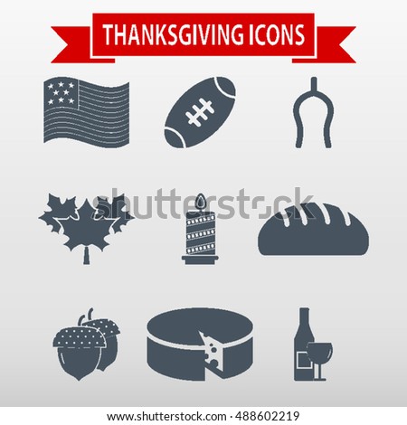 Thanksgiving Icons Set Vector Illustration