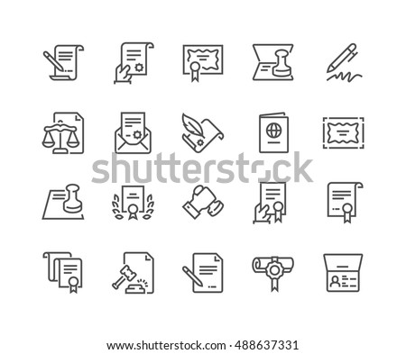 Simple Set of Legal Documents Related Vector Line Icons. 
Contains such Icons as Stamp, Certificate, License more.
Editable Stroke. 48x48 Pixel Perfect. Royalty-Free Stock Photo #488637331