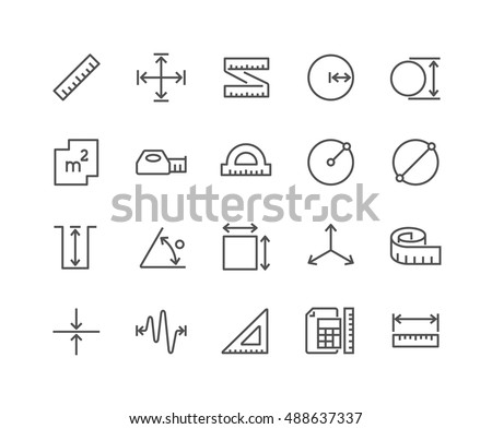 Simple Set of Measure Related Vector Line Icons. 
Contains such Icons as Radius, Diameter, Depth, Axis, Area and more.
Editable Stroke. 48x48 Pixel Perfect.
 Royalty-Free Stock Photo #488637337