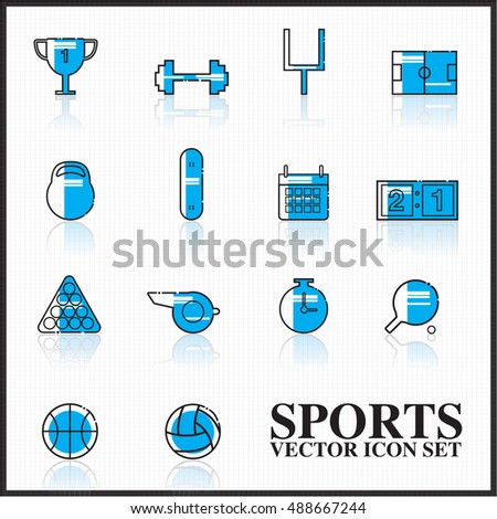 sports vector icons set outline twotone big set
