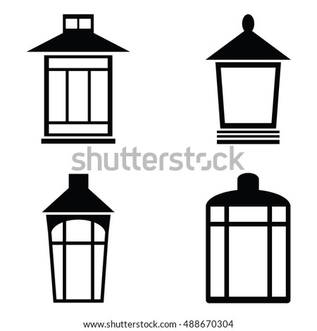 Street lamps icon set