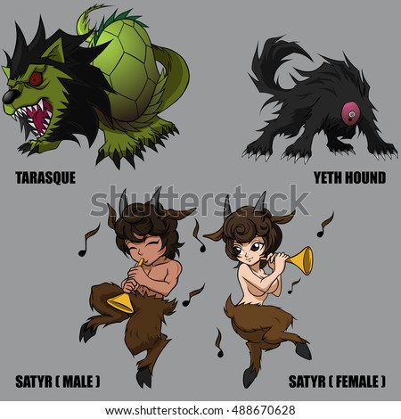 4 Graphic Vector Of Mythical Creatures Set 37