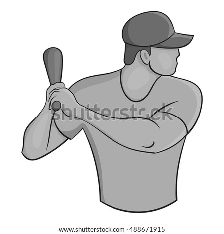 Baseball player icon in black monochrome style isolated on white background. Sport symbol vector illustration