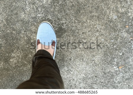 shoes on floor,Selfie of feet