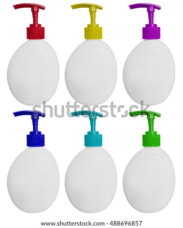 Colorful cosmetic tubes bottles isolated on white background