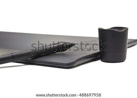 Closeup of modern graphic tablet isolated