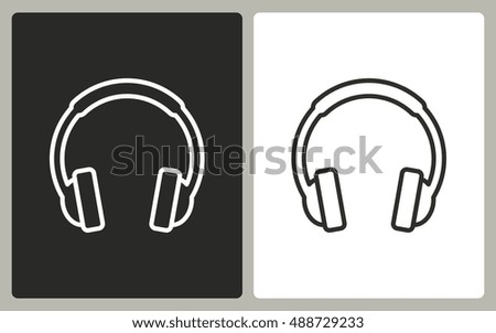 Headphone - black and white icons. Vector illustration.