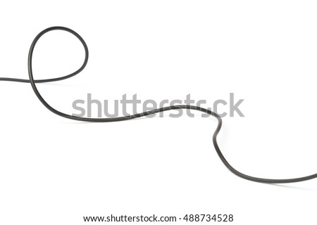 Black power cable socket isolated on white background Royalty-Free Stock Photo #488734528