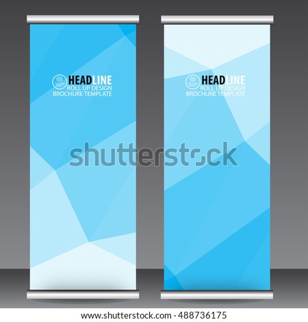 blue roll up business brochure flyer banner design vertical template vector, cover presentation abstract geometric background, modern publication x-banner and flag-banner,carpet design.