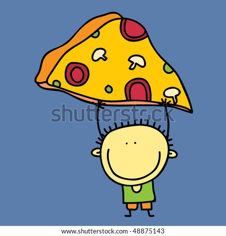 little boy and pizza cute fast rapid kid child food small dancing size tiny youth smiling boy grinning caricature nurture laughter laugh painting grin optimistic infant comic image joy precious illust