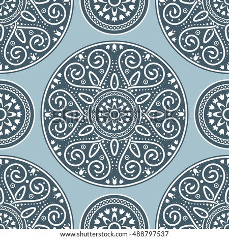 Vector seamless pattern with ornamental mandala