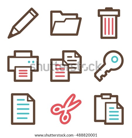 Documents web icons set. Office and CRM mobile symbols.